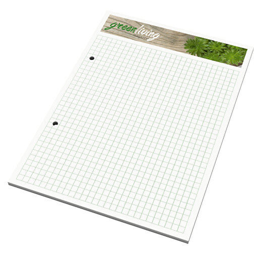 Skriveblokk grønn+blå A5, 50 ark med 2-foldede arkiveringshull, Bilde 1