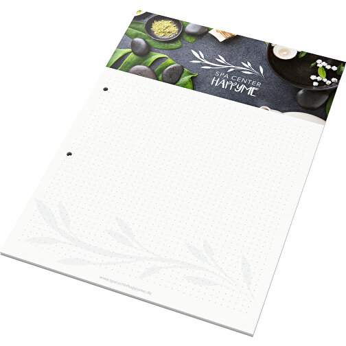 Skriveblok grøn+blå A4, 50 ark med 2-foldede arkiveringshuller, Billede 1