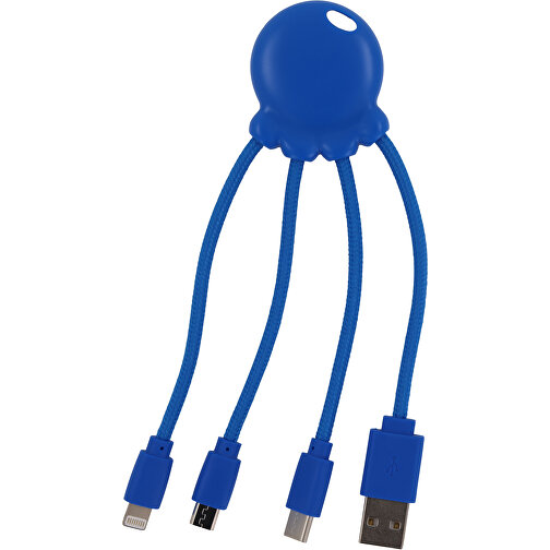 2087 | Xoopar Octopus Charging Cable , blau, Recycled plastic, 11,40cm x 1,20cm x 3,50cm (Länge x Höhe x Breite), Bild 1