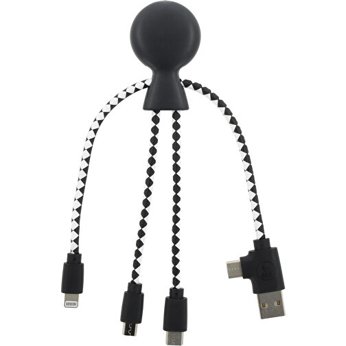 2081 | Xoopar Mr. Bio Charging Cable , schwarz, Recycled plastic, 20,00cm x 1,00cm x 7,50cm (Länge x Höhe x Breite), Bild 1