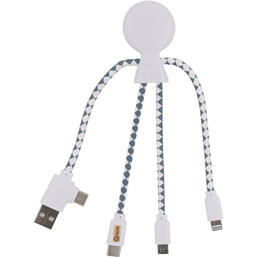 2081 | Xoopar Mr. Bio Charging Cable , weiß, Recycled plastic, 20,00cm x 1,00cm x 7,50cm (Länge x Höhe x Breite), Bild 2
