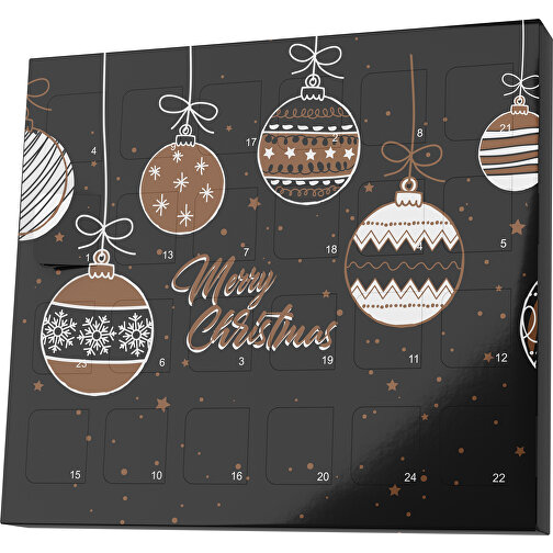 XS Adventskalender Weihnachtskugeln , Brandt, schwarz / dunkelbraun, Vollkartonhülle, weiß, 1,60cm x 12,00cm x 14,00cm (Länge x Höhe x Breite), Bild 1