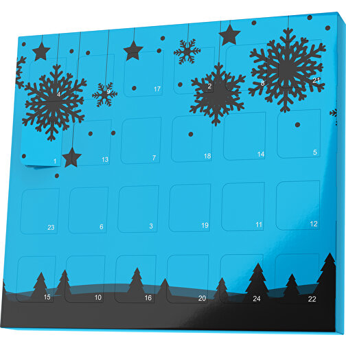 XS Adventskalender Winterlandschaft , M&M\'s, himmelblau / schwarz, Vollkartonhülle, weiß, 1,60cm x 12,00cm x 14,00cm (Länge x Höhe x Breite), Bild 1