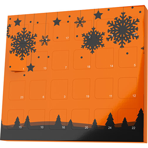 XS Adventskalender Winterlandschaft , M&M\'s, orange / schwarz, Vollkartonhülle, weiss, 1,60cm x 12,00cm x 14,00cm (Länge x Höhe x Breite), Bild 1
