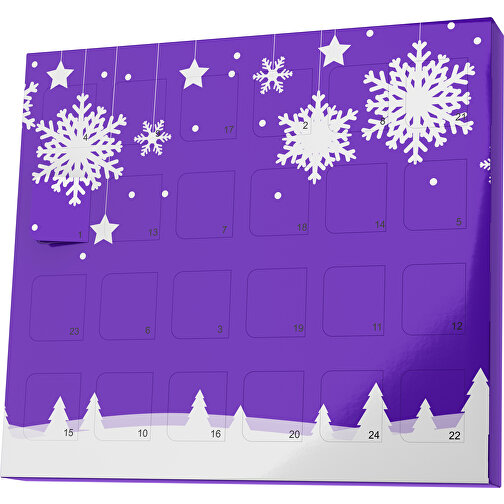 XS Adventskalender Winterlandschaft , M&M\'s, violet / weiss, Vollkartonhülle, weiss, 1,60cm x 12,00cm x 14,00cm (Länge x Höhe x Breite), Bild 1