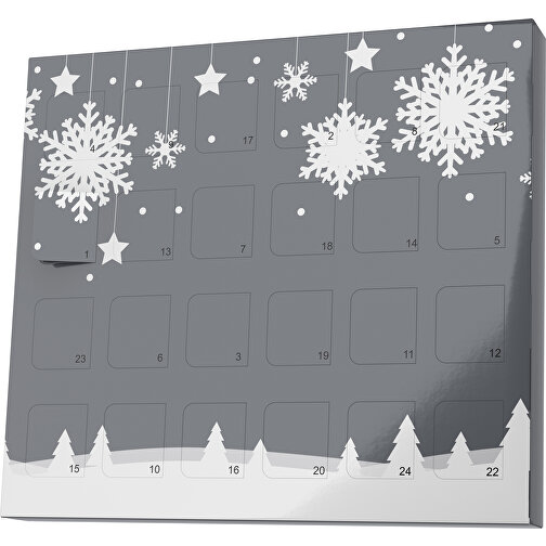 XS Adventskalender Winterlandschaft , M&M\'s, dunkelgrau / weiß, Vollkartonhülle, weiß, 1,60cm x 12,00cm x 14,00cm (Länge x Höhe x Breite), Bild 1