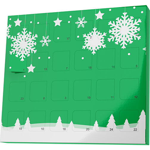 XS Adventskalender Winterlandschaft , M&M\'s, grün / weiss, Vollkartonhülle, weiss, 1,60cm x 12,00cm x 14,00cm (Länge x Höhe x Breite), Bild 1