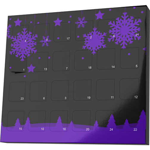 XS Adventskalender Winterlandschaft , M&M\'s, schwarz / violet, Vollkartonhülle, weiss, 1,60cm x 12,00cm x 14,00cm (Länge x Höhe x Breite), Bild 1