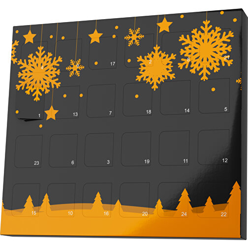 XS Adventskalender Winterlandschaft , M&M\'s, schwarz / gelborange, Vollkartonhülle, weiss, 1,60cm x 12,00cm x 14,00cm (Länge x Höhe x Breite), Bild 1