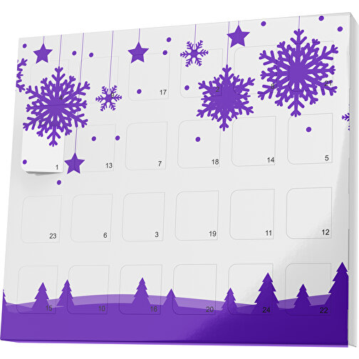 XS Adventskalender Winterlandschaft , M&M\'s, weiß / violet, Vollkartonhülle, weiß, 1,60cm x 12,00cm x 14,00cm (Länge x Höhe x Breite), Bild 1