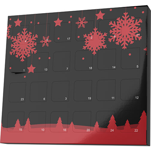 XS Adventskalender Winterlandschaft , Brandt, schwarz / weinrot, Vollkartonhülle, weiss, 1,60cm x 12,00cm x 14,00cm (Länge x Höhe x Breite), Bild 1