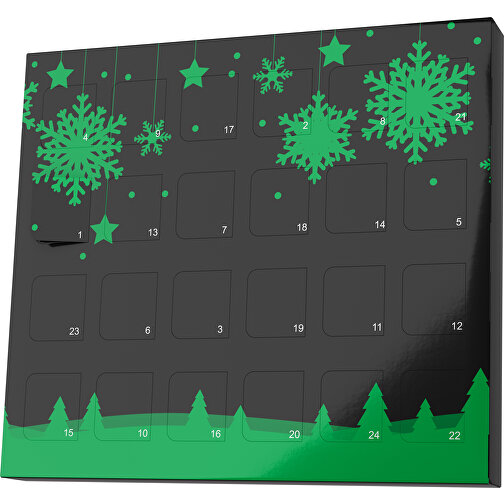 XS Adventskalender Winterlandschaft , Brandt, schwarz / grün, Vollkartonhülle, weiss, 1,60cm x 12,00cm x 14,00cm (Länge x Höhe x Breite), Bild 1