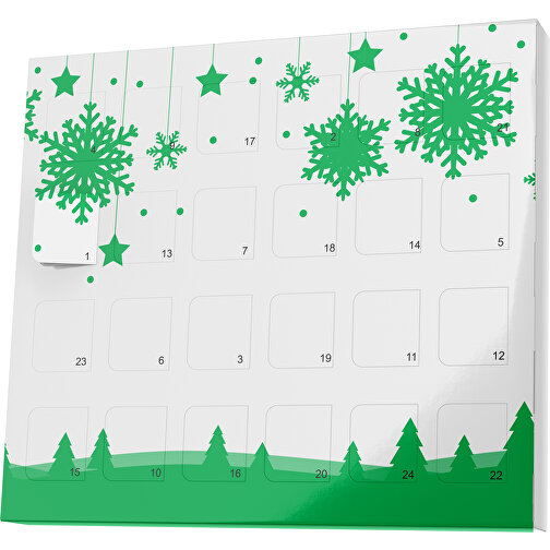 XS Adventskalender Winterlandschaft , M&M\'s, weiß / grün, Vollkartonhülle, weiß, 1,60cm x 12,00cm x 14,00cm (Länge x Höhe x Breite), Bild 1
