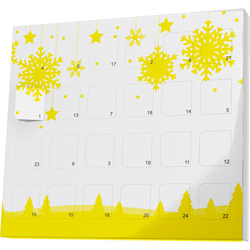 XS Adventskalender Winterlandschaft , M&M\'s, weiß / gelb, Vollkartonhülle, weiß, 1,60cm x 12,00cm x 14,00cm (Länge x Höhe x Breite), Bild 1