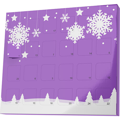 XS Adventskalender Winterlandschaft , Brandt, lavendellila / weiß, Vollkartonhülle, weiß, 1,60cm x 12,00cm x 14,00cm (Länge x Höhe x Breite), Bild 1