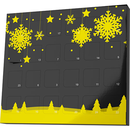 XS Adventskalender Winterlandschaft , Brandt, schwarz / gelb, Vollkartonhülle, weiß, 1,60cm x 12,00cm x 14,00cm (Länge x Höhe x Breite), Bild 1