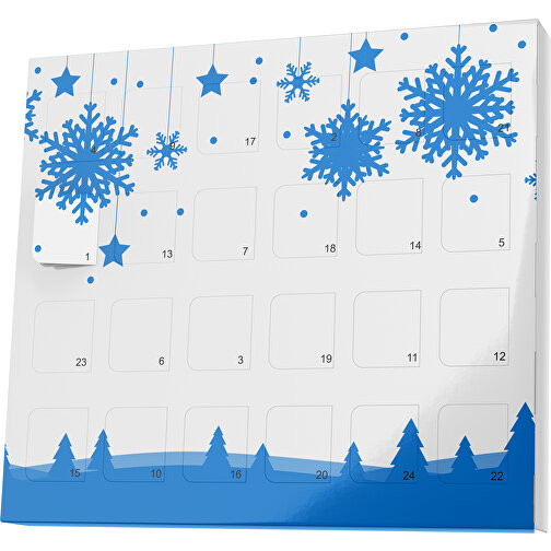 XS Adventskalender Winterlandschaft , Brandt, weiß / kobaltblau, Vollkartonhülle, weiß, 1,60cm x 12,00cm x 14,00cm (Länge x Höhe x Breite), Bild 1