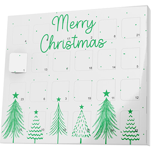 XS Adventskalender Merry Christmas Tanne , Brandt, weiss / grün, Vollkartonhülle, weiss, 1,60cm x 12,00cm x 14,00cm (Länge x Höhe x Breite), Bild 1