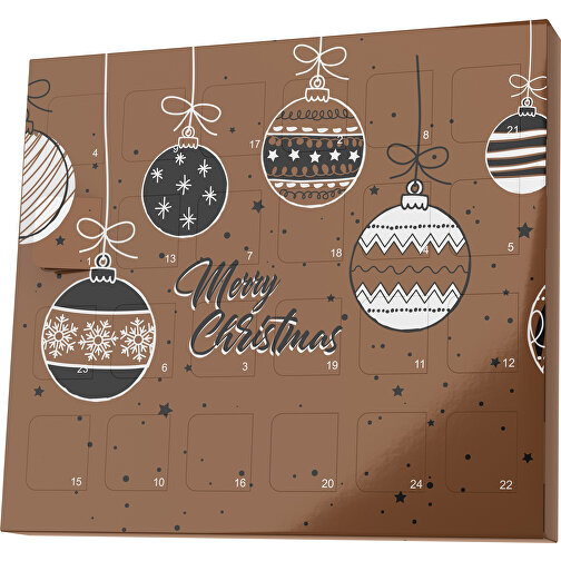 XS Adventskalender Weihnachtskugeln , M&M\'s, dunkelbraun / schwarz, Vollkartonhülle, weiß, 1,60cm x 12,00cm x 14,00cm (Länge x Höhe x Breite), Bild 1