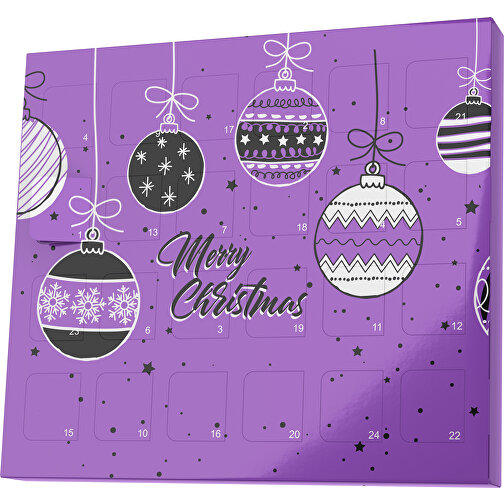 XS Adventskalender Weihnachtskugeln , M&M\'s, lavendellila / schwarz, Vollkartonhülle, weiß, 1,60cm x 12,00cm x 14,00cm (Länge x Höhe x Breite), Bild 1