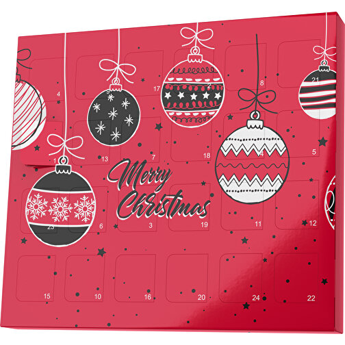 XS Adventskalender Weihnachtskugeln , M&M\'s, dunkelrot / schwarz, Vollkartonhülle, weiß, 1,60cm x 12,00cm x 14,00cm (Länge x Höhe x Breite), Bild 1