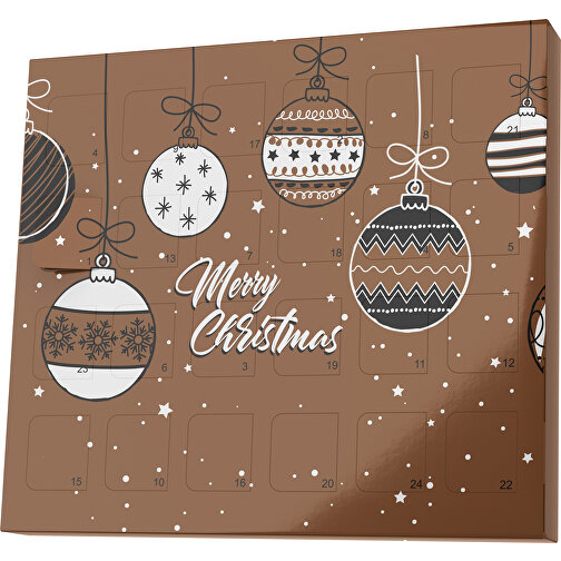 XS Adventskalender Weihnachtskugeln , M&M\'s, dunkelbraun / weiß, Vollkartonhülle, weiß, 1,60cm x 12,00cm x 14,00cm (Länge x Höhe x Breite), Bild 1