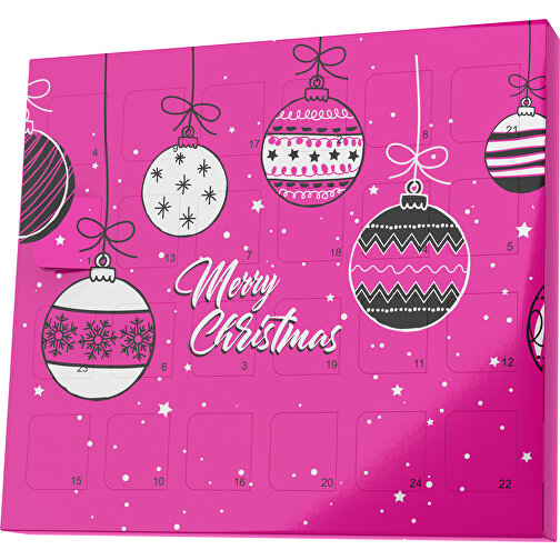 XS Adventskalender Weihnachtskugeln , M&M\'s, pink / weiss, Vollkartonhülle, weiss, 1,60cm x 12,00cm x 14,00cm (Länge x Höhe x Breite), Bild 1