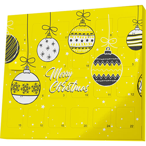 XS Adventskalender Weihnachtskugeln , M&M\'s, gelb / weiss, Vollkartonhülle, weiss, 1,60cm x 12,00cm x 14,00cm (Länge x Höhe x Breite), Bild 1