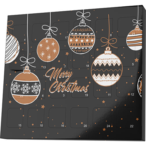 XS Adventskalender Weihnachtskugeln , M&M\'s, schwarz / braun, Vollkartonhülle, weiß, 1,60cm x 12,00cm x 14,00cm (Länge x Höhe x Breite), Bild 1