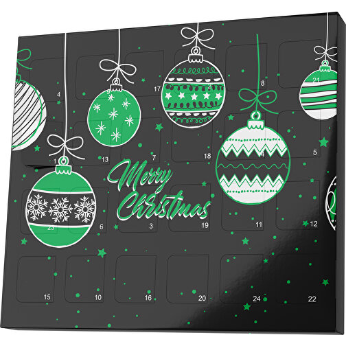 XS Adventskalender Weihnachtskugeln , M&M\'s, schwarz / grün, Vollkartonhülle, weiss, 1,60cm x 12,00cm x 14,00cm (Länge x Höhe x Breite), Bild 1