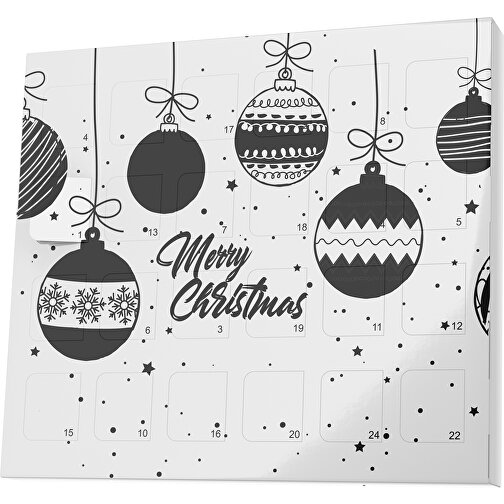 XS Adventskalender Weihnachtskugeln , M&M\'s, weiss / schwarz, Vollkartonhülle, weiss, 1,60cm x 12,00cm x 14,00cm (Länge x Höhe x Breite), Bild 1