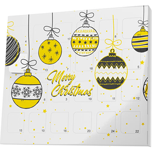 XS Adventskalender Weihnachtskugeln , M&M\'s, weiß / goldgelb, Vollkartonhülle, weiß, 1,60cm x 12,00cm x 14,00cm (Länge x Höhe x Breite), Bild 1