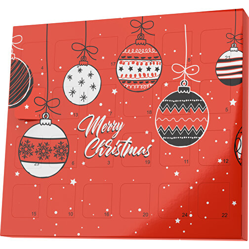 XS Adventskalender Weihnachtskugeln , Brandt, rot / weiß, Vollkartonhülle, weiß, 1,60cm x 12,00cm x 14,00cm (Länge x Höhe x Breite), Bild 1