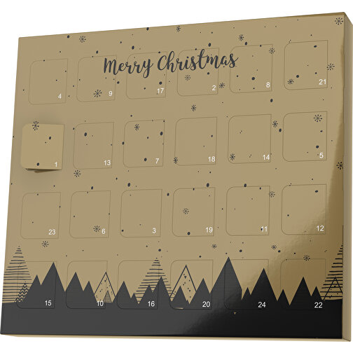 XS Adventskalender Weihnachtswald , M&M\'s, gold / schwarz, Vollkartonhülle, weiß, 1,60cm x 12,00cm x 14,00cm (Länge x Höhe x Breite), Bild 1