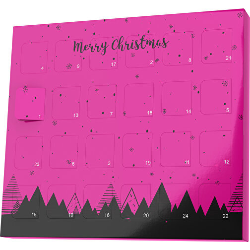 XS Adventskalender Weihnachtswald , M&M\'s, pink / schwarz, Vollkartonhülle, weiss, 1,60cm x 12,00cm x 14,00cm (Länge x Höhe x Breite), Bild 1