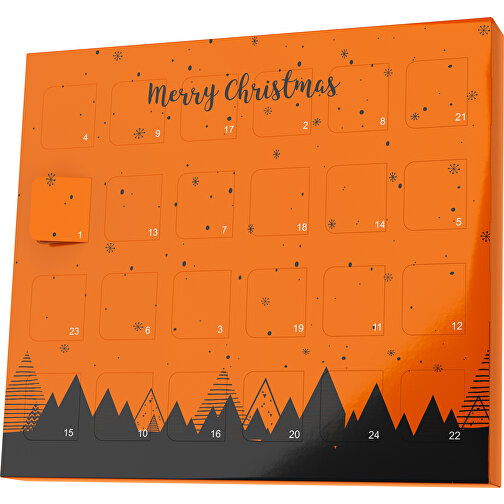 XS Adventskalender Weihnachtswald , M&M\'s, orange / schwarz, Vollkartonhülle, weiß, 1,60cm x 12,00cm x 14,00cm (Länge x Höhe x Breite), Bild 1