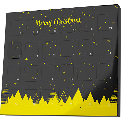 XS Adventskalender Weihnachtswald , M&M\'s, schwarz / gelb, Vollkartonhülle, weiss, 1,60cm x 12,00cm x 14,00cm (Länge x Höhe x Breite), Bild 1