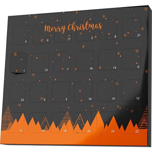 XS Adventskalender Weihnachtswald , M&M\'s, schwarz / orange, Vollkartonhülle, weiss, 1,60cm x 12,00cm x 14,00cm (Länge x Höhe x Breite), Bild 1