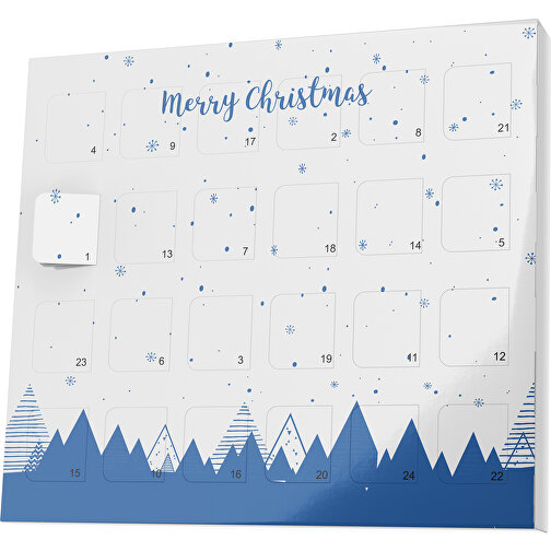 XS Adventskalender Weihnachtswald , M&M\'s, weiß / dunkelblau, Vollkartonhülle, weiß, 1,60cm x 12,00cm x 14,00cm (Länge x Höhe x Breite), Bild 1