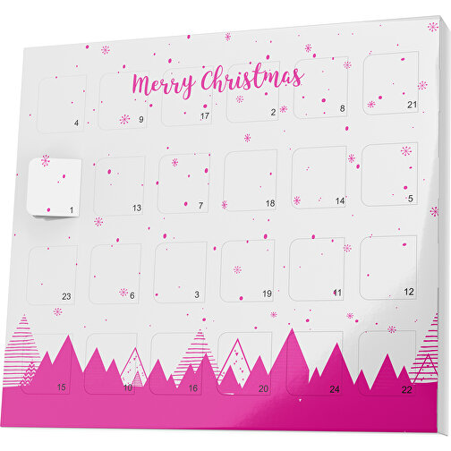 XS Adventskalender Weihnachtswald , M&M\'s, weiß / pink, Vollkartonhülle, weiß, 1,60cm x 12,00cm x 14,00cm (Länge x Höhe x Breite), Bild 1
