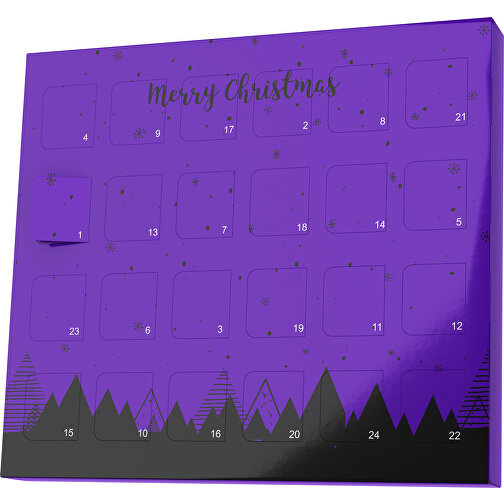 XS Adventskalender Weihnachtswald , Brandt, violet / schwarz, Vollkartonhülle, weiß, 1,60cm x 12,00cm x 14,00cm (Länge x Höhe x Breite), Bild 1