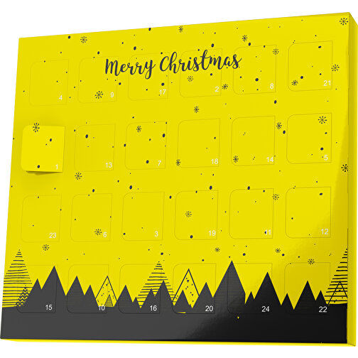 XS Adventskalender Weihnachtswald , Brandt, gelb / schwarz, Vollkartonhülle, weiß, 1,60cm x 12,00cm x 14,00cm (Länge x Höhe x Breite), Bild 1