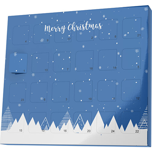XS Adventskalender Weihnachtswald , Brandt, dunkelblau / weiß, Vollkartonhülle, weiß, 1,60cm x 12,00cm x 14,00cm (Länge x Höhe x Breite), Bild 1