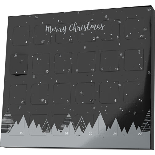 XS Adventskalender Weihnachtswald , Brandt, schwarz / silber, Vollkartonhülle, weiss, 1,60cm x 12,00cm x 14,00cm (Länge x Höhe x Breite), Bild 1