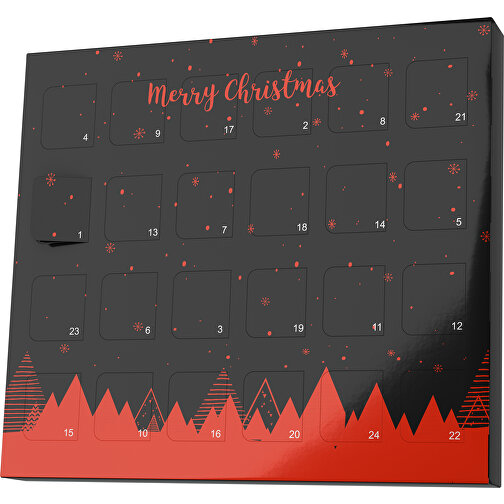 XS Adventskalender Weihnachtswald , Brandt, schwarz / rot, Vollkartonhülle, weiß, 1,60cm x 12,00cm x 14,00cm (Länge x Höhe x Breite), Bild 1