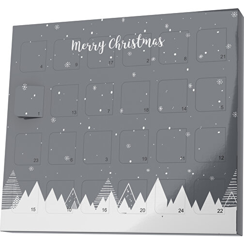 XS Adventskalender Weihnachtswald , Brandt, dunkelgrau / weiss, Vollkartonhülle, weiss, 1,60cm x 12,00cm x 14,00cm (Länge x Höhe x Breite), Bild 1