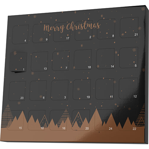 XS Adventskalender Weihnachtswald , Brandt, schwarz / dunkelbraun, Vollkartonhülle, weiß, 1,60cm x 12,00cm x 14,00cm (Länge x Höhe x Breite), Bild 1