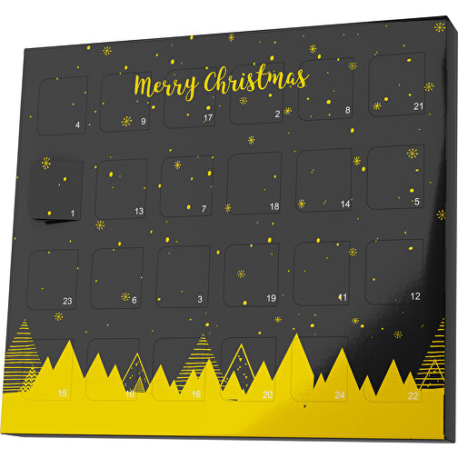 XS Adventskalender Weihnachtswald , Brandt, schwarz / goldgelb, Vollkartonhülle, weiss, 1,60cm x 12,00cm x 14,00cm (Länge x Höhe x Breite), Bild 1