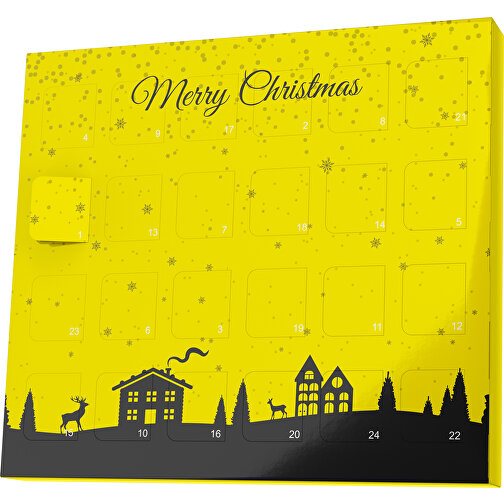 XS Adventskalender Weihnachtsdorf , M&M\'s, gelb / schwarz, Vollkartonhülle, weiss, 1,60cm x 12,00cm x 14,00cm (Länge x Höhe x Breite), Bild 1