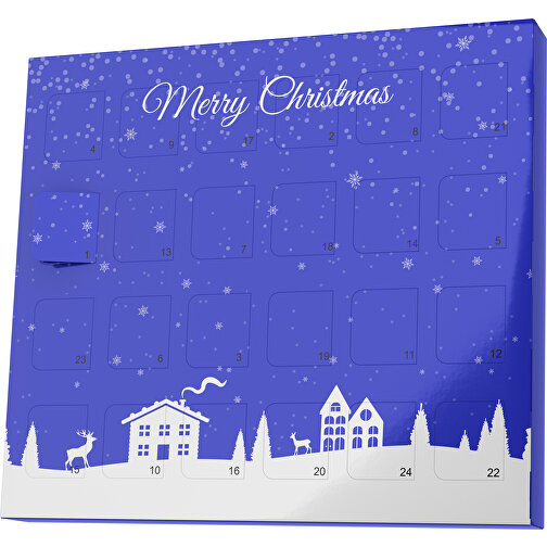 XS Adventskalender Weihnachtsdorf , M&M\'s, blau / weiß, Vollkartonhülle, weiß, 1,60cm x 12,00cm x 14,00cm (Länge x Höhe x Breite), Bild 1